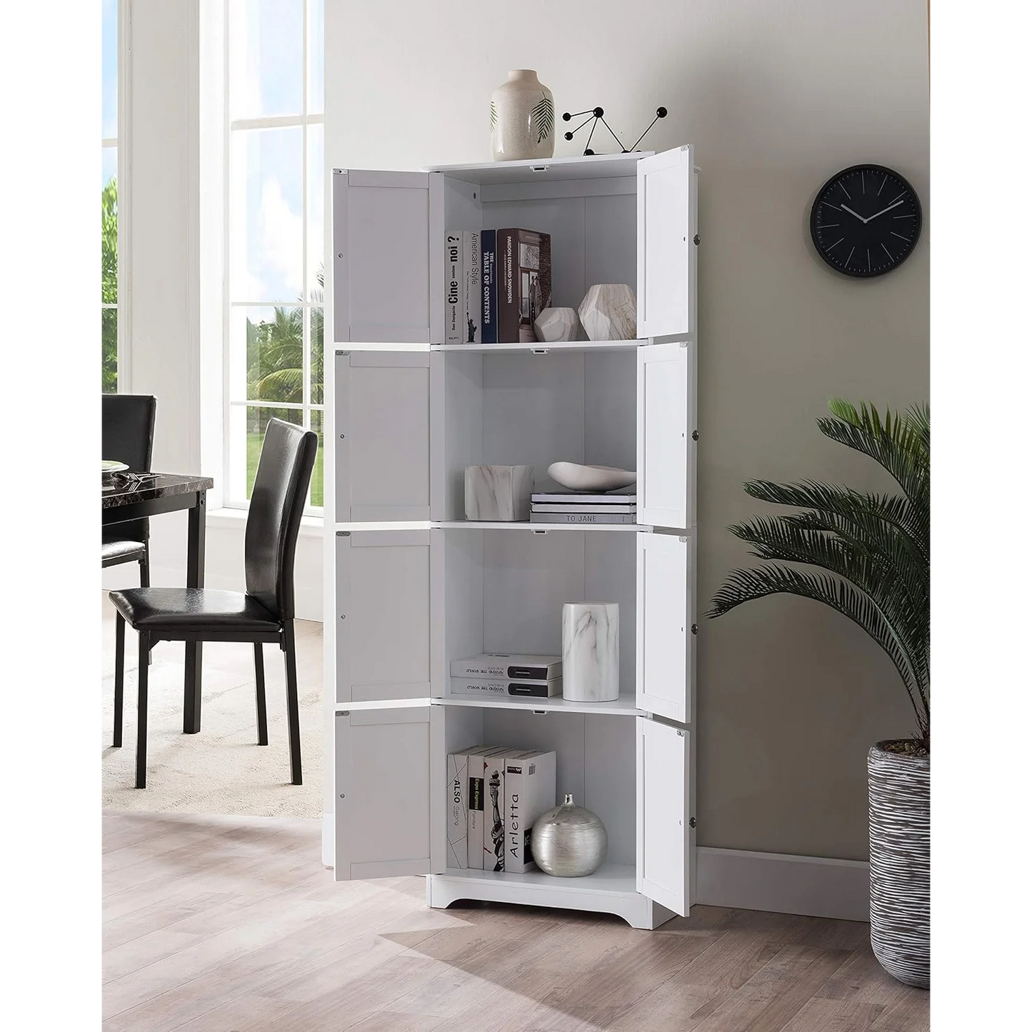 Lyons 4 Tier Kitchen Pantry Storage Cabinet with 8 Doors in White 68 Inches High