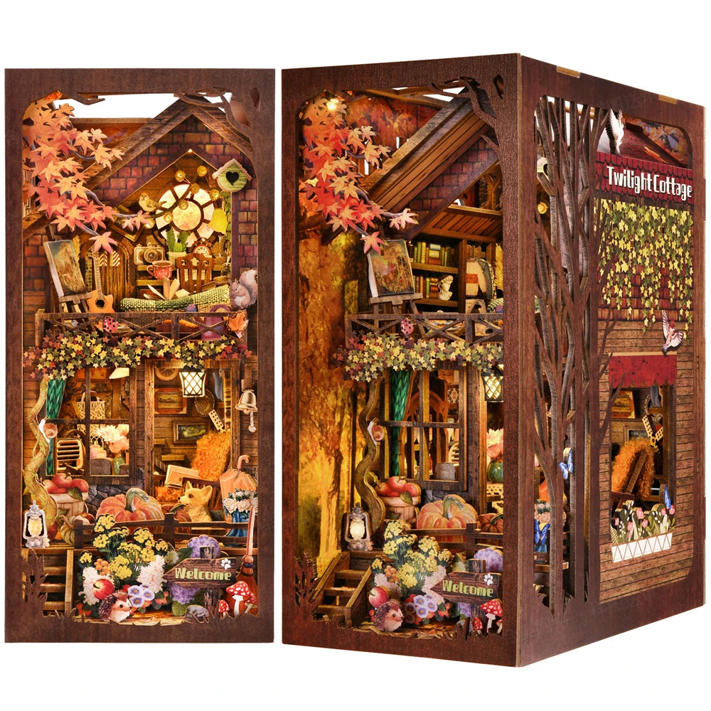 ASLOWSNAIL Book Nook Kit Puppy Family DIY Puzzle Set