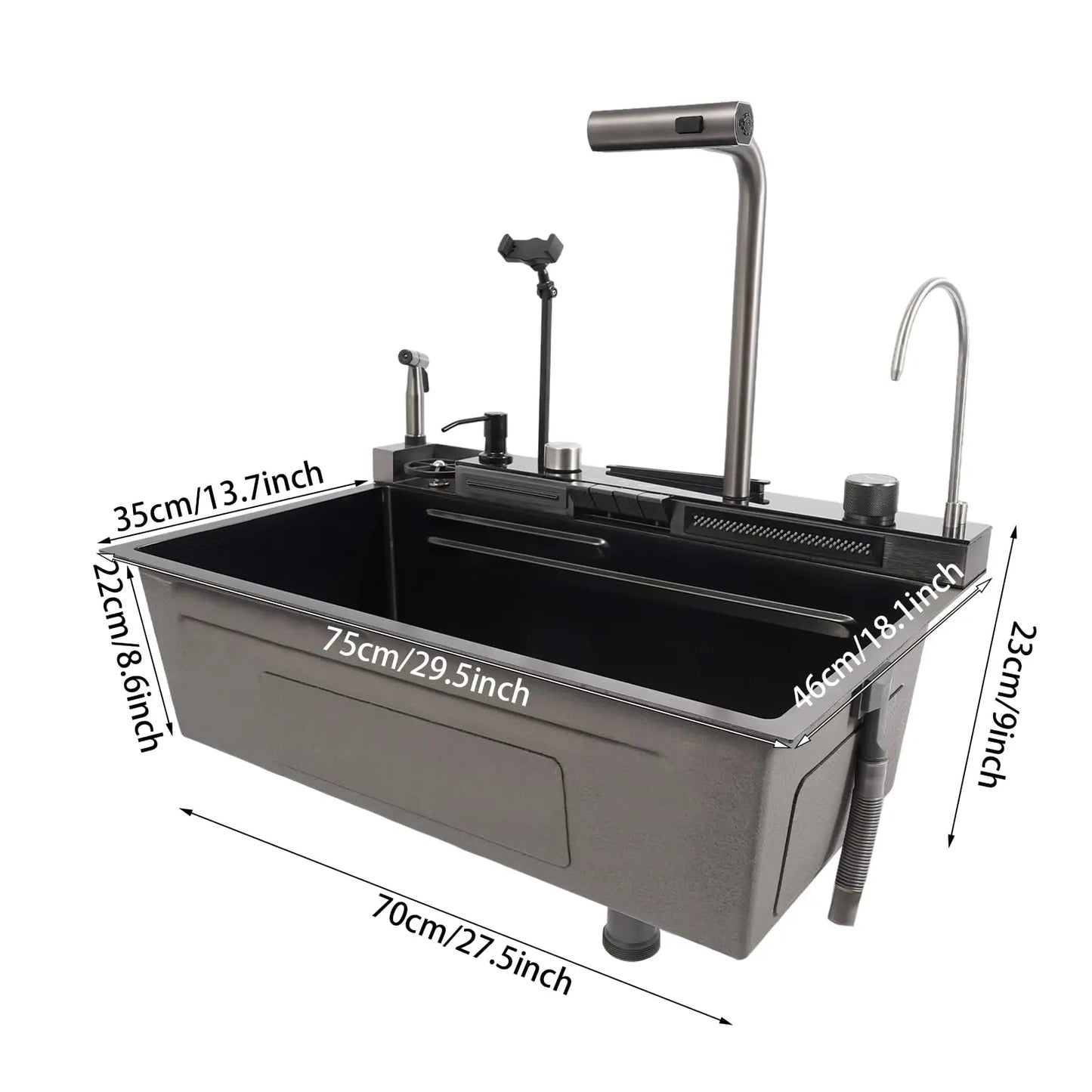 Smart Waterfall Kitchen Sink With Digital Display Nano Coating