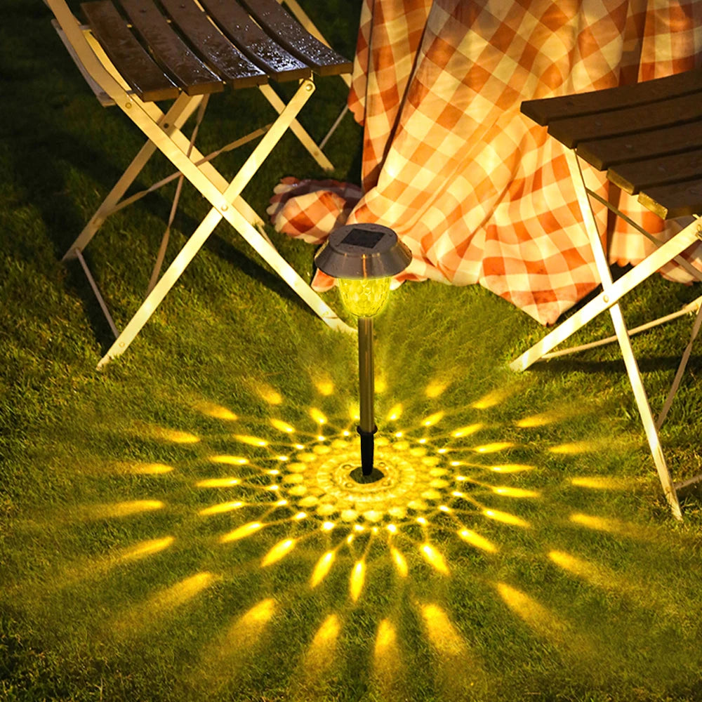 Solar Powered Stainless Steel RGB Garden Lights Yard Stakes