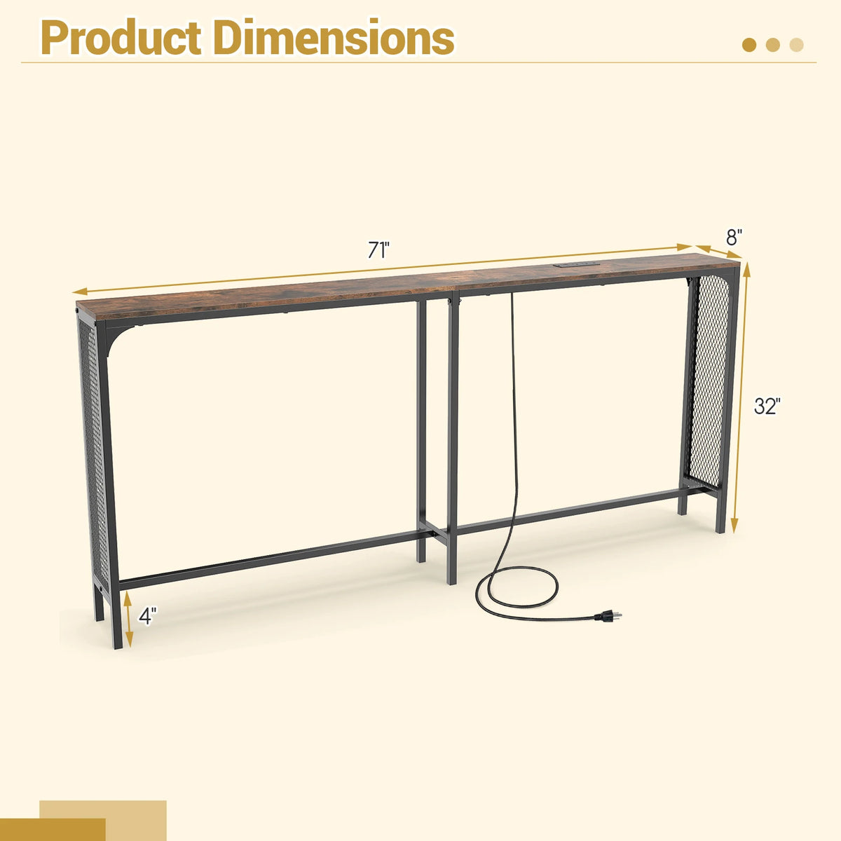 HOMASIS Console Table With Power Outlet For Hallway Foyer