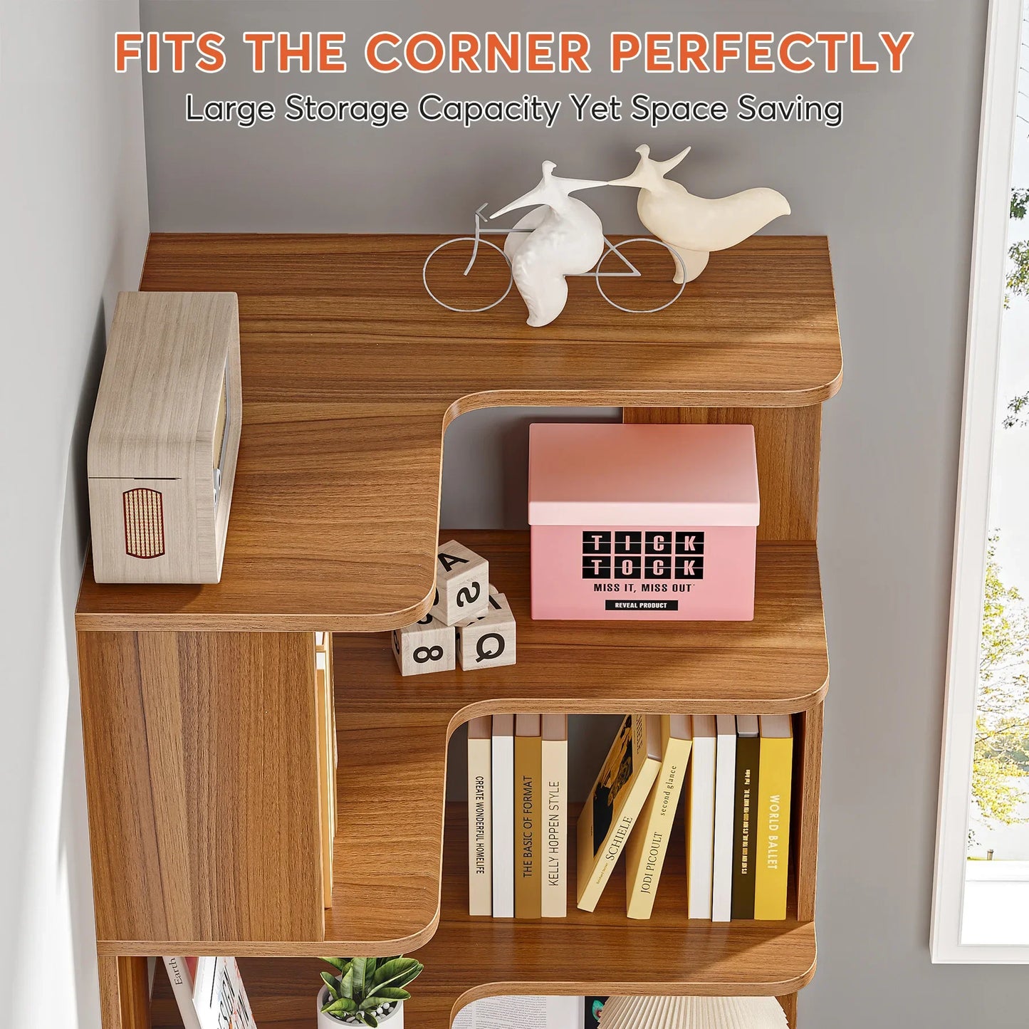 Tribesigns 6 Tier Corner Bookshelf Industrial Bookcase