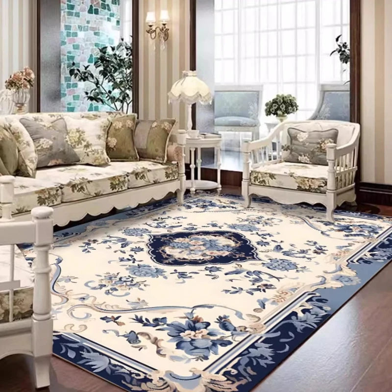 Pastoral Style Polyester Floor Rug for Living Room Bedroom