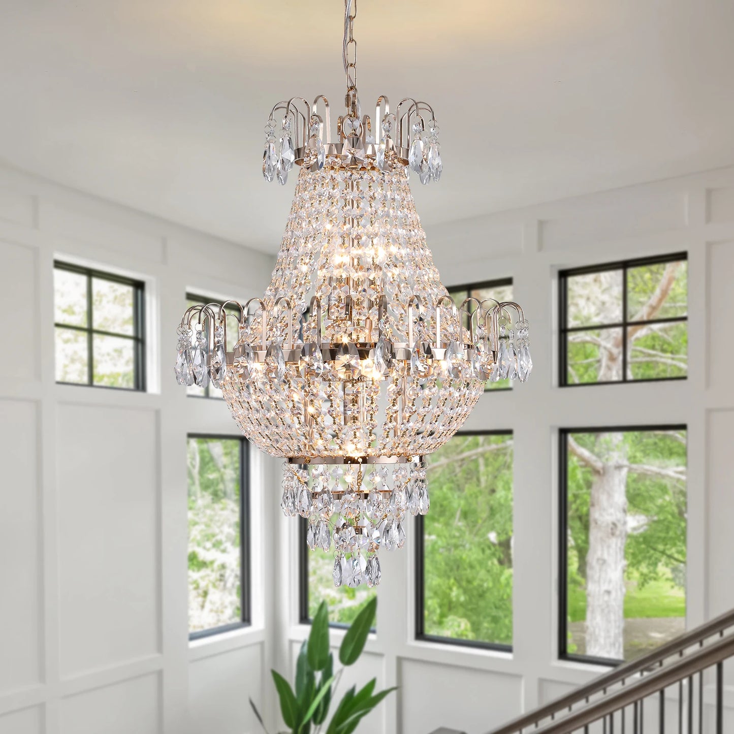 ARLGSITE Luxury Crystal Chandelier Ceiling Light For Living Room