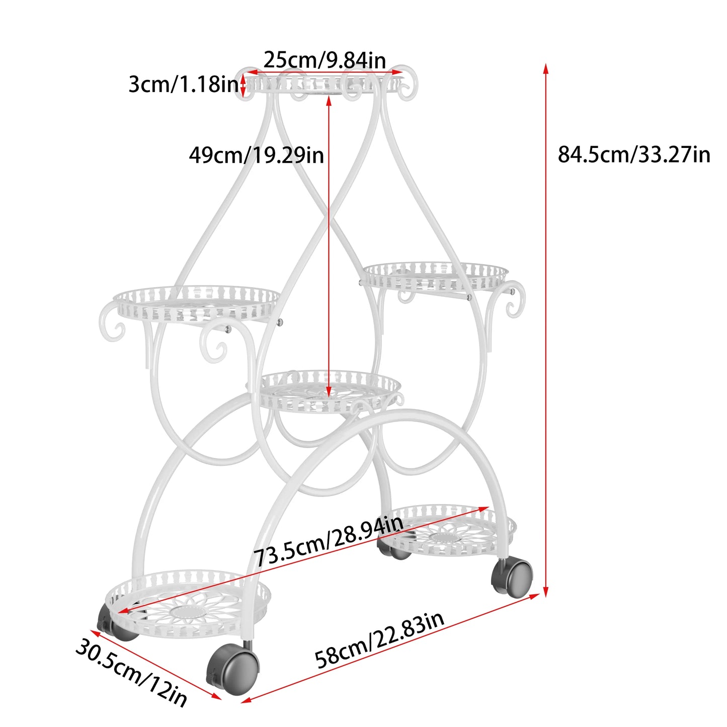 Wisfor 6 Tier Metal Flower Pot Display Stand Outdoor