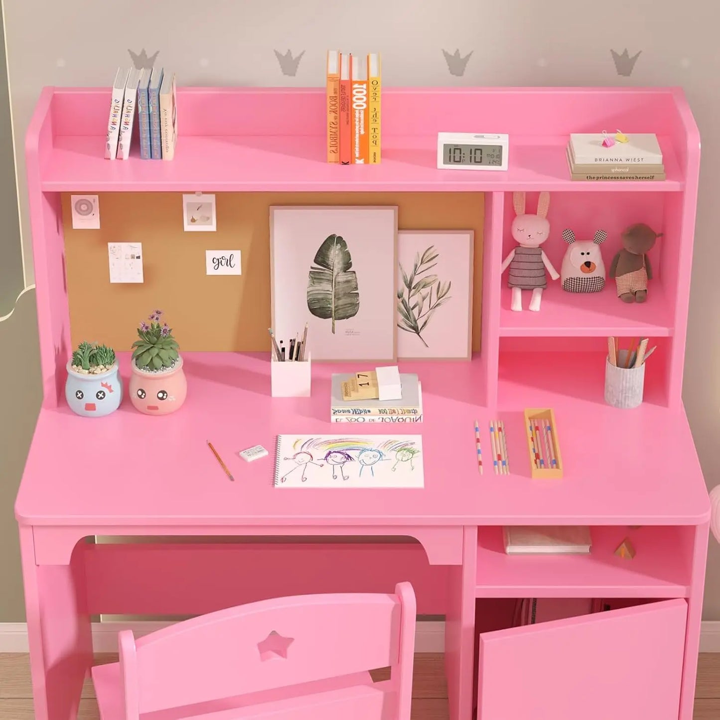 HobbyLane Kids Desk And Chair Set Wooden Writing Table