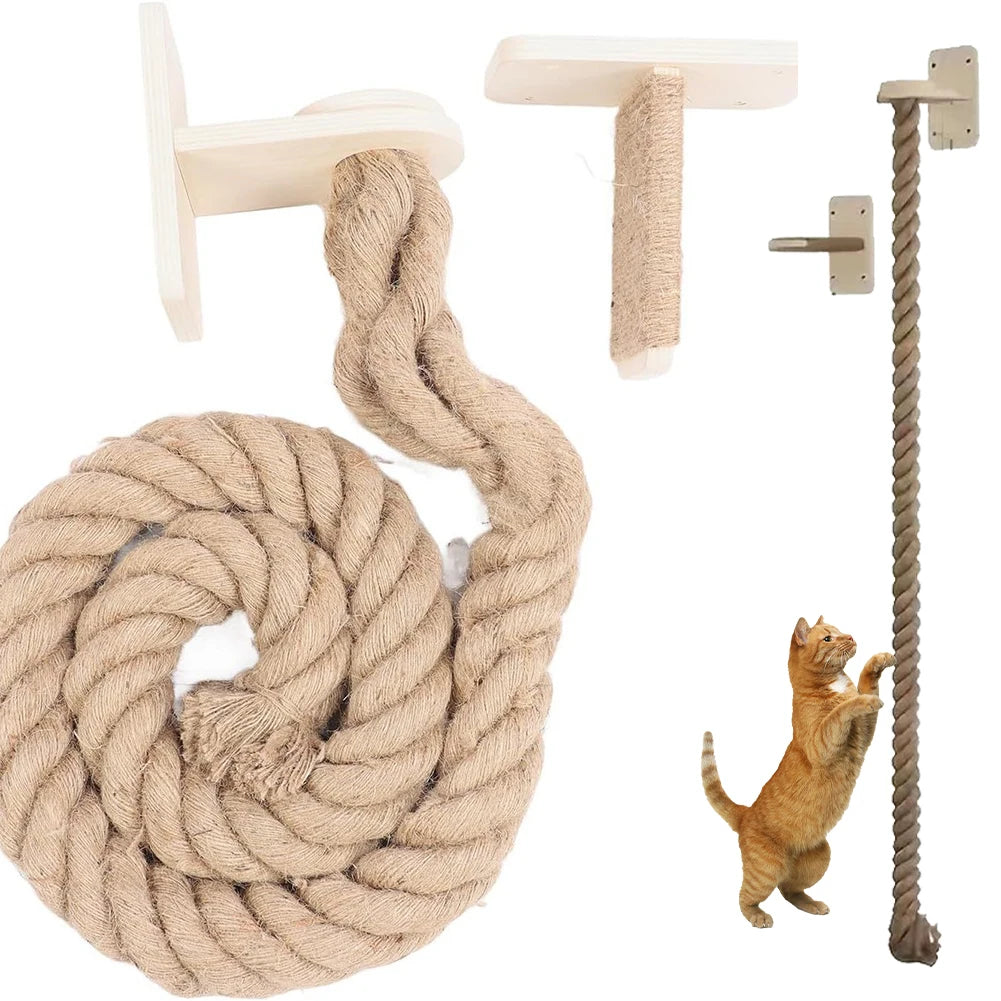 AlloetCN Wall Mounted Cat Climbing Rope Scratching Post