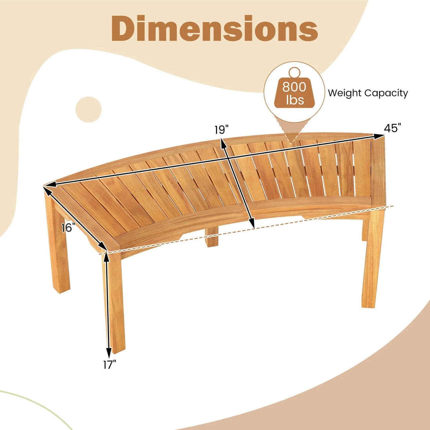 Outdoor Curved Tree Bench With Slatted Seat For Garden