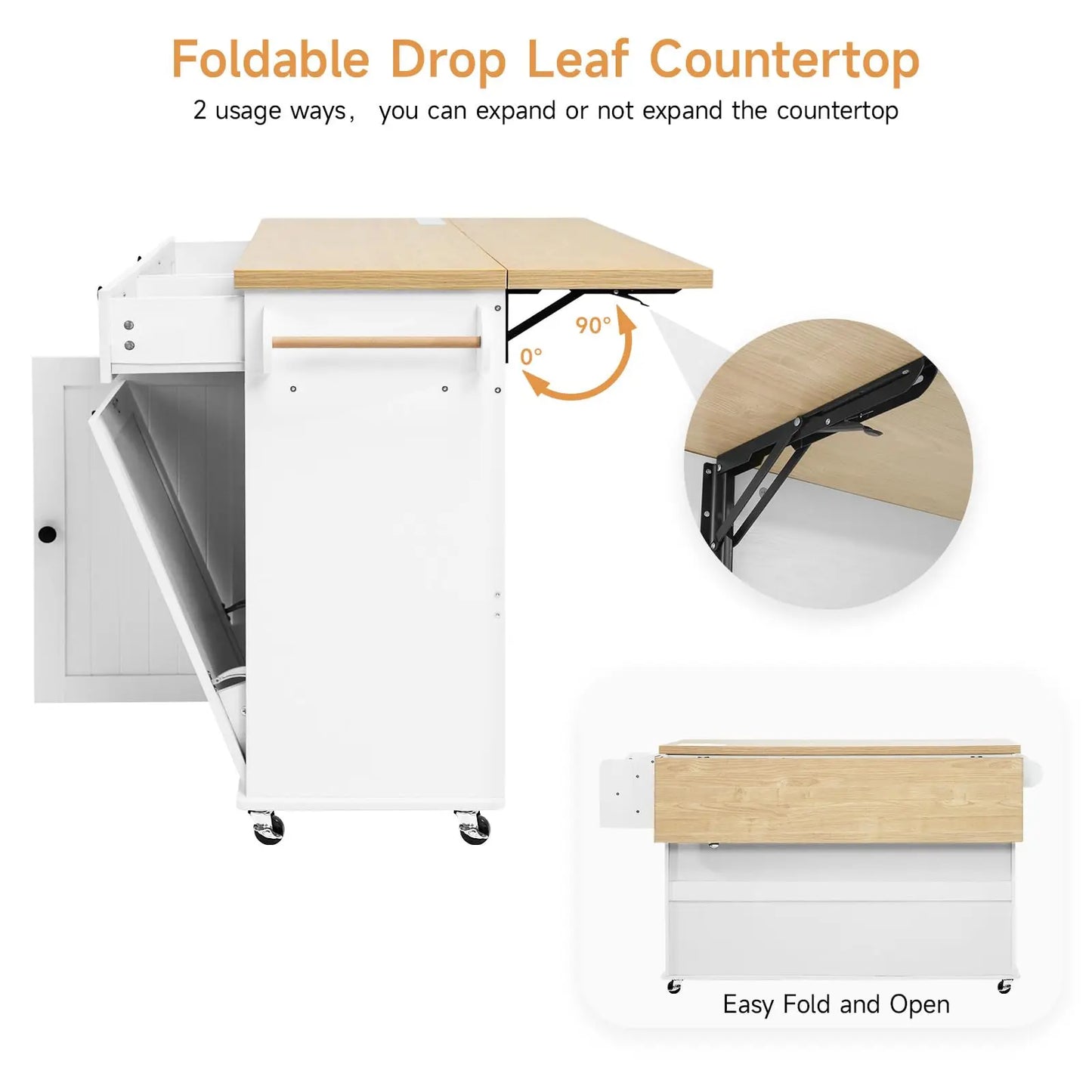 ONBRILL Mobile Kitchen Island with Power Outlet