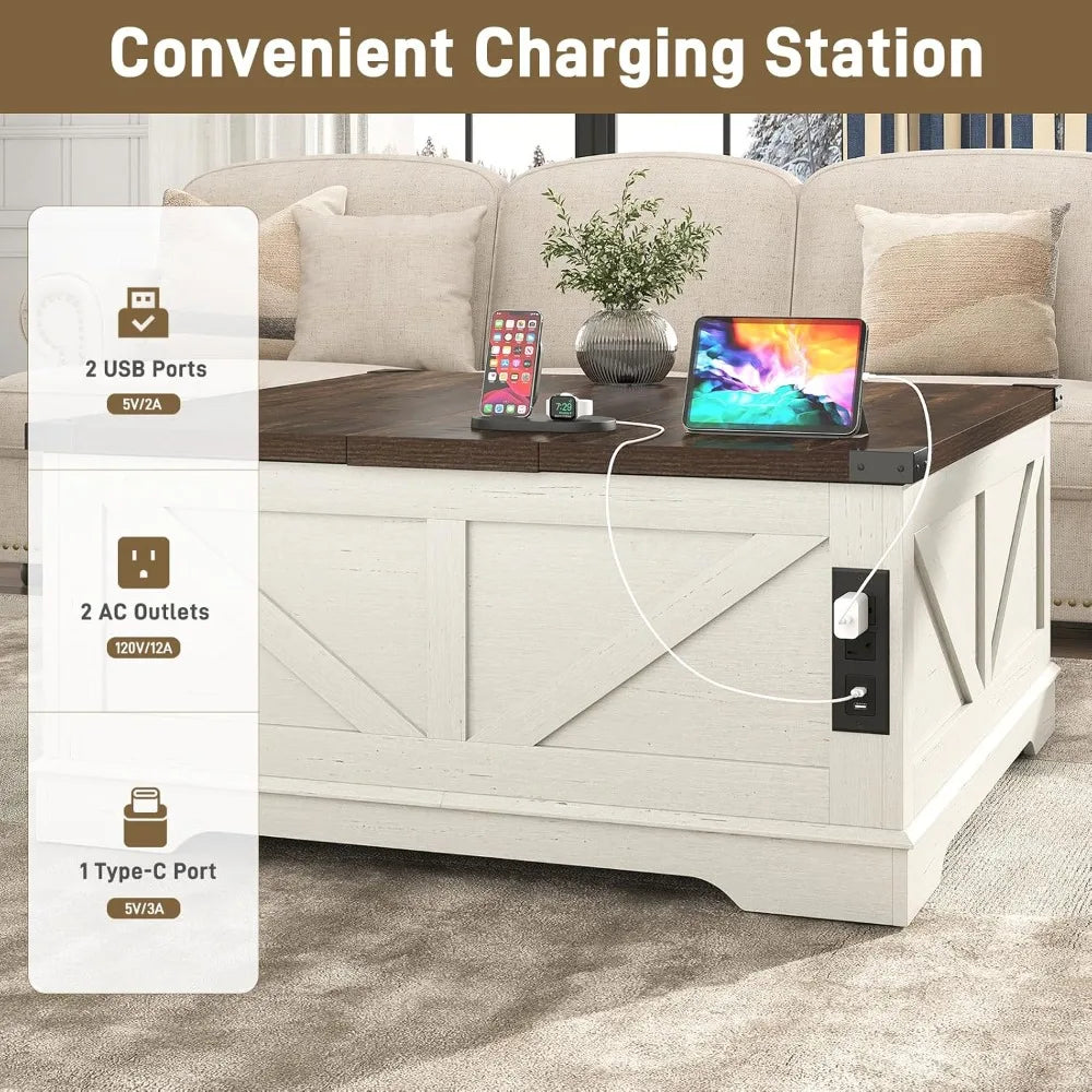 Lift Top Coffee Table With Power Outlets Hidden Storage