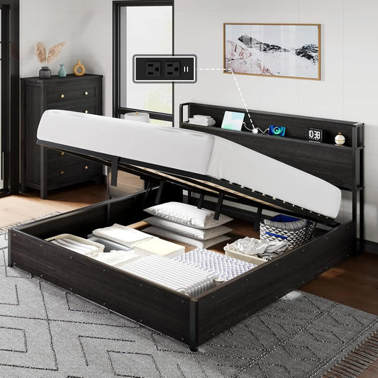 XIAOLANG Lift Up Storage Bed Frame With Charging Station