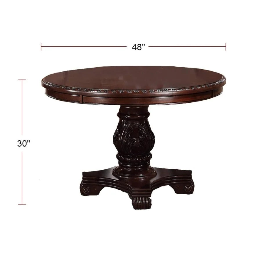 Dining Set With Round Table And Four Chairs Rubberwood Veneer
