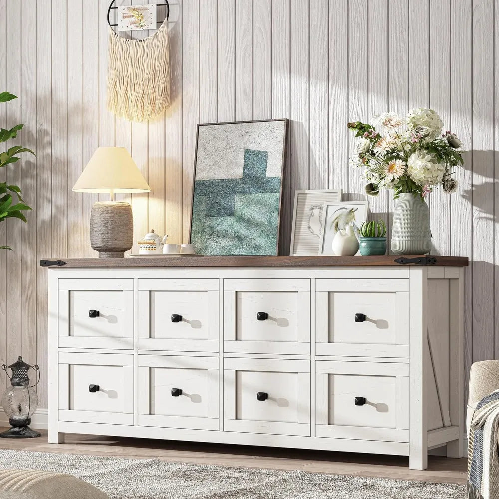 DAFIFY Farmhouse Dresser With 8 Drawers TV Stand Storage