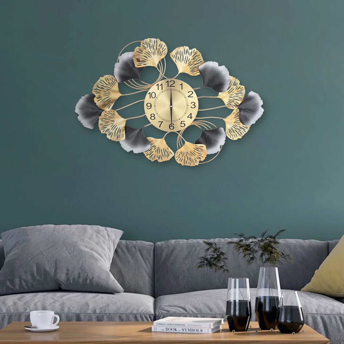 Modern Wall Clock Living Room Decor Luxury Gold Finish
