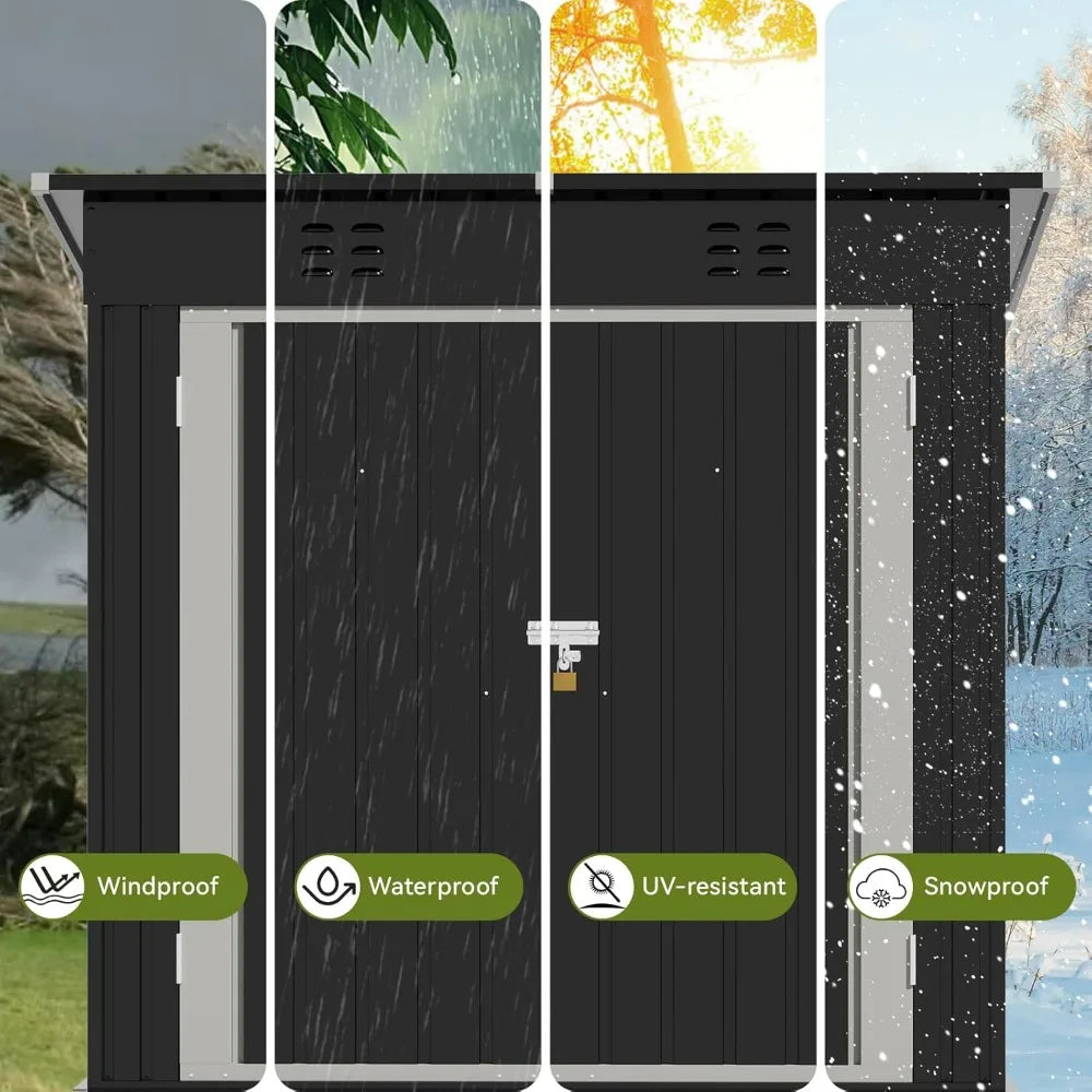 Feature CorrosionResistantSteel Garden Shed Lockable Doors Sloped Roof Weatherproof