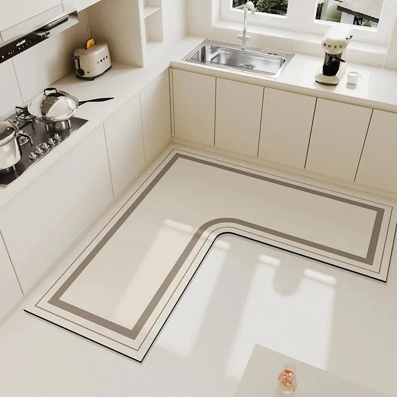 Luxurious L Shaped PVC Kitchen Carpet Non Slip Mat