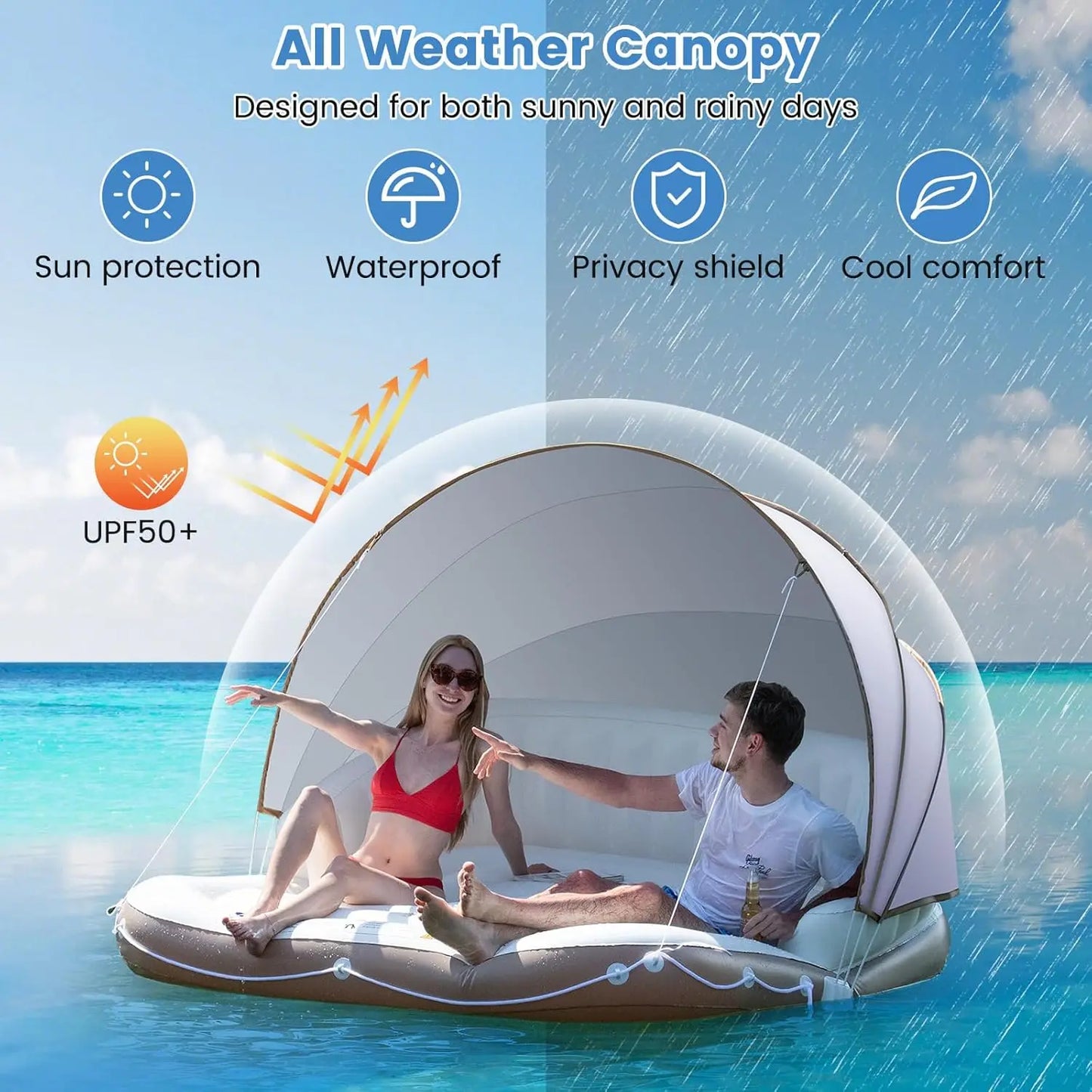 Inflatable Island With Canopy Sunshade for Outdoor Parties