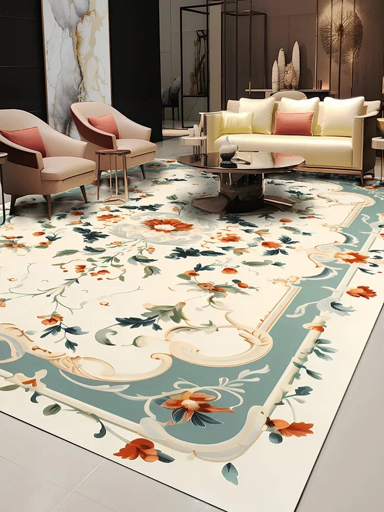 Pastoral Style Polyester Floor Rug for Living Room Bedroom