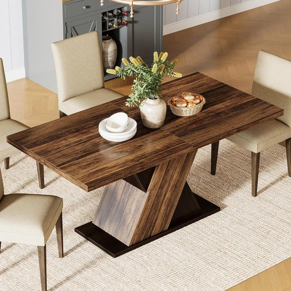 Ticify Farmhouse Rectangular Rustic Wooden Dining Table