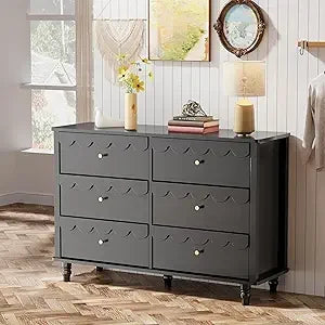 MKDK Girls Scalloped 6 Drawer Dresser Organizer Storage