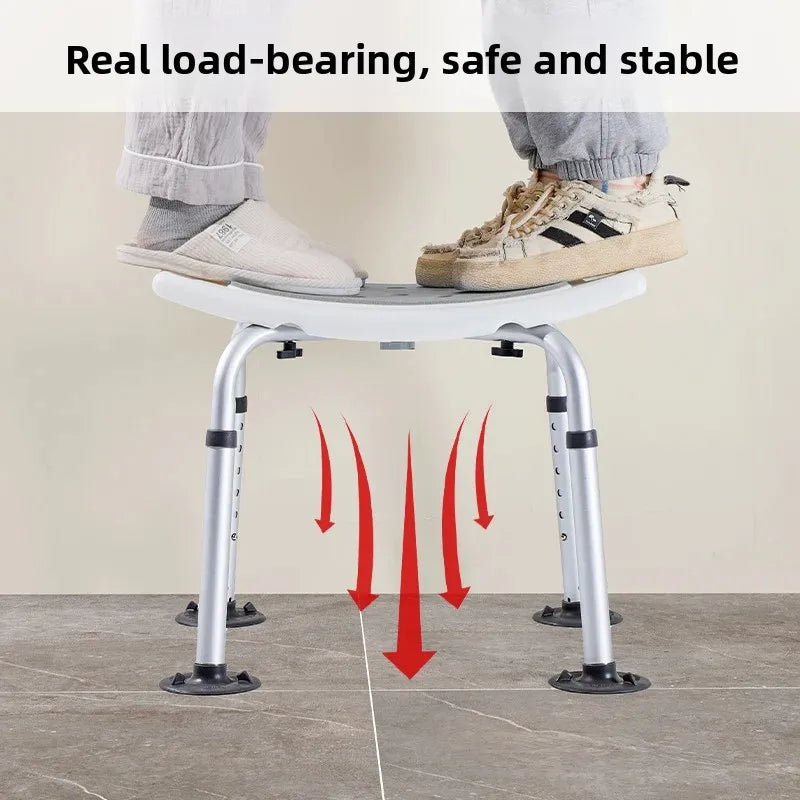 Adjustable Height Non Slip Shower Chair With Backrest