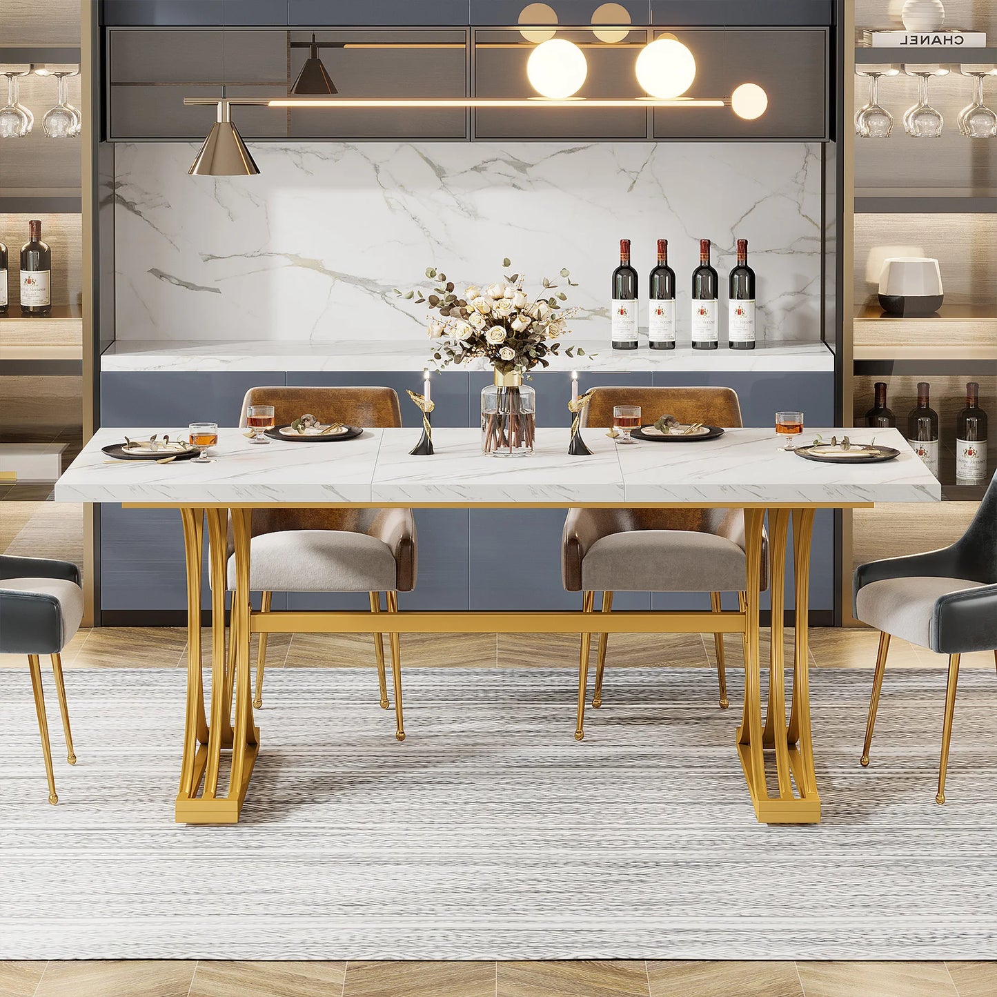 Tribesigns Modern Dining Table For Four Six Marble Top