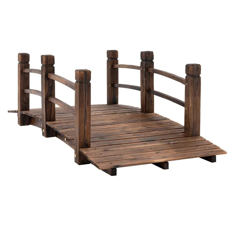 Fir Wood Garden Bridge Walkway With Railings For Backyard