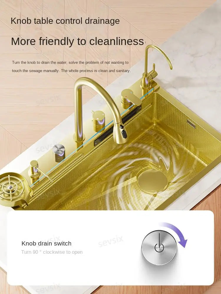 Zuixin Stainless Steel Kitchen Sink Waterfall Honeycomb