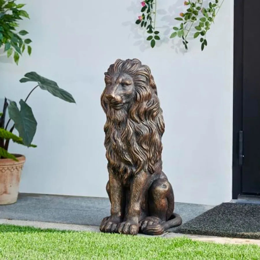 SHXI Guardian Sitting Lion Garden Statue Outdoor Decor