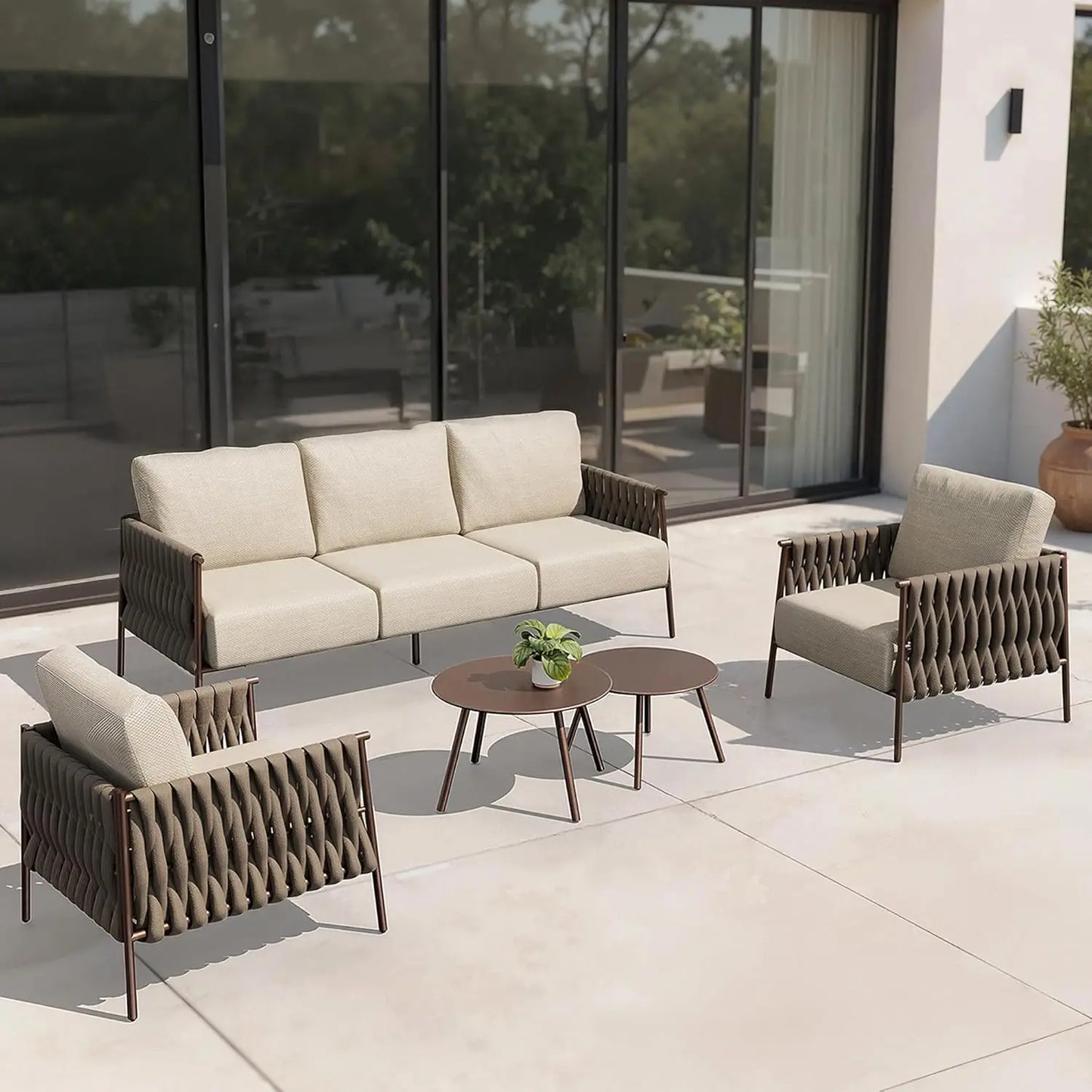 Outdoor Patio Furniture Set Deep Seating And Coffee Tables