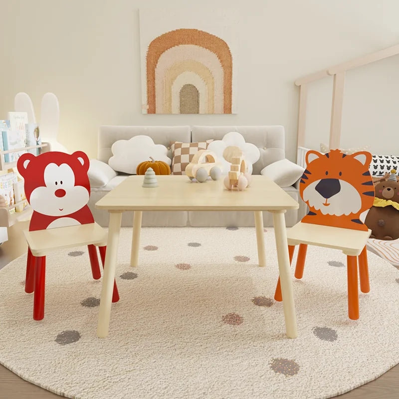 AZIAMOR Kids Table And Chairs Set Wooden Toddler Activity Table