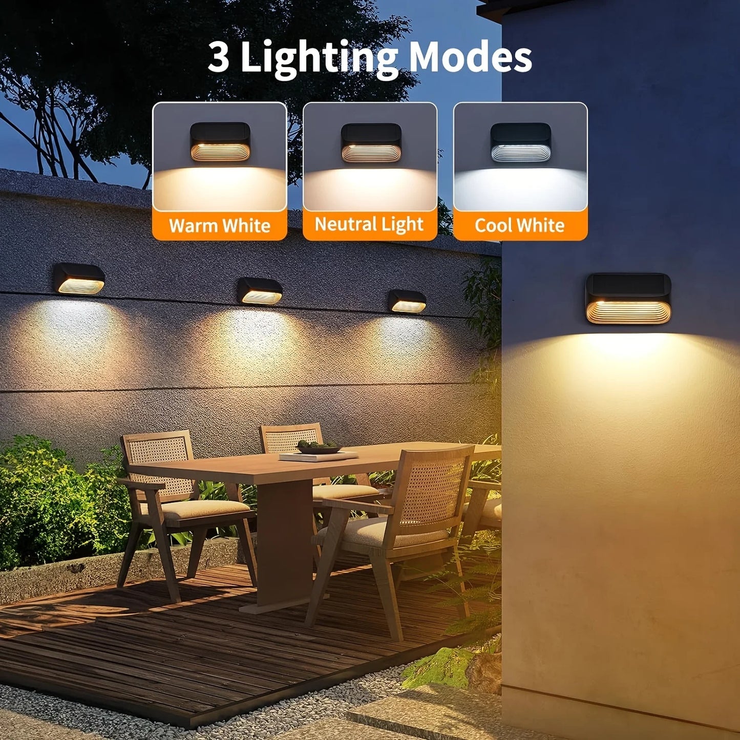 Solar Fence Lights Auto On Outdoor Deck Patio Lighting