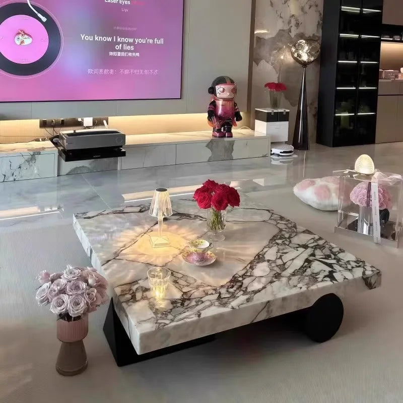 OMGD Marble Square Coffee Table Minimalist Modern Heat Resistant