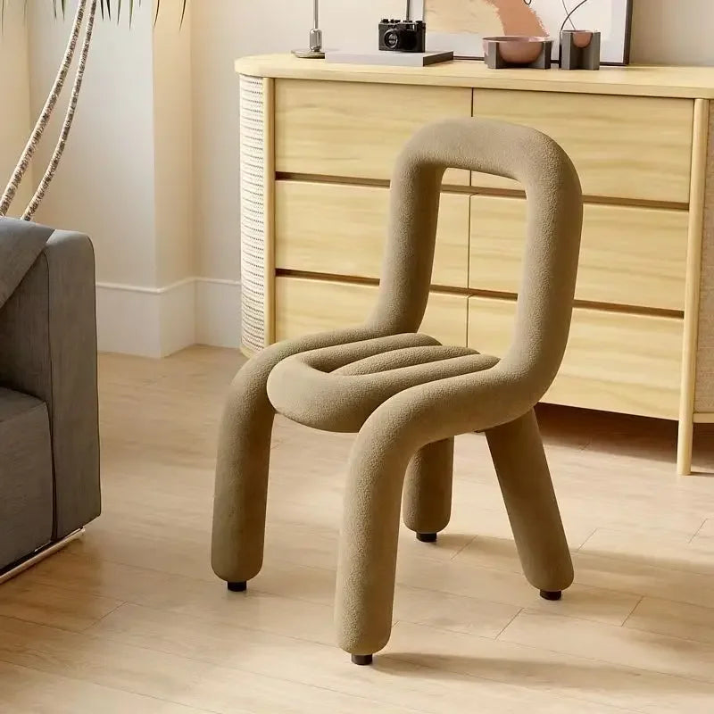 Plush Irregular Velvet Makeup Chair For Girls Bedroom