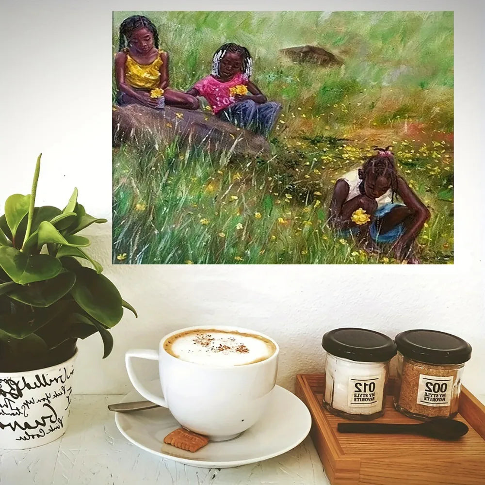 1.5 Inch Thick Pine Frame African Girl Canvas Print for Home Decor