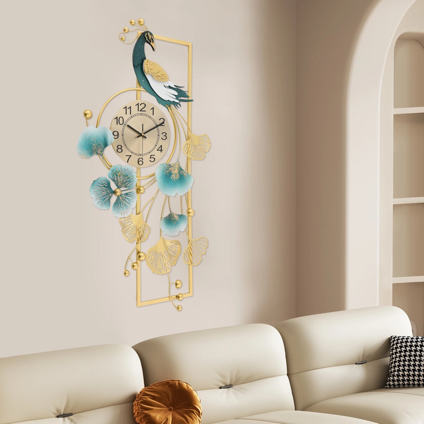 Hign Concerned Peacock Wall Clock Luxury Silent Decor