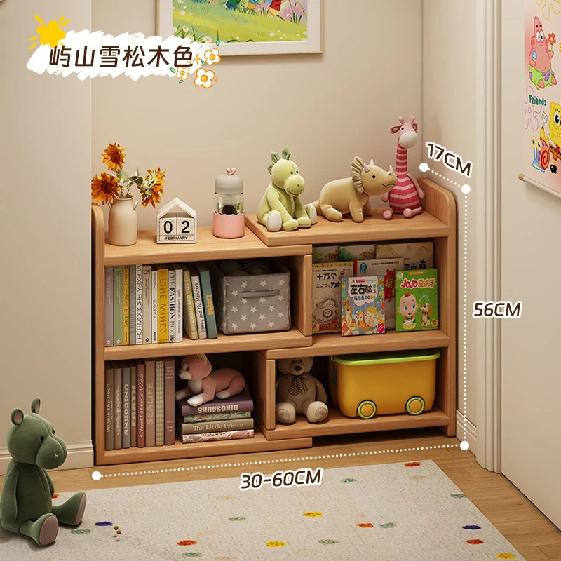Solid Wood Corner Bookshelf Wall Mounted Storage Cabinet