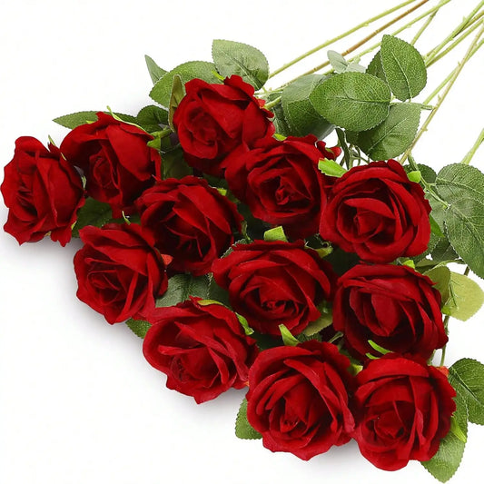 Lifelike Velvet Artificial Roses Bouquet For Home Decor