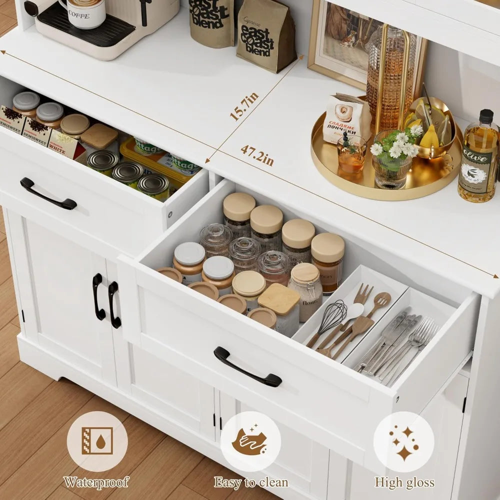 Charge Kitchen Pantry Storage Cabinet With Microwave Hutch