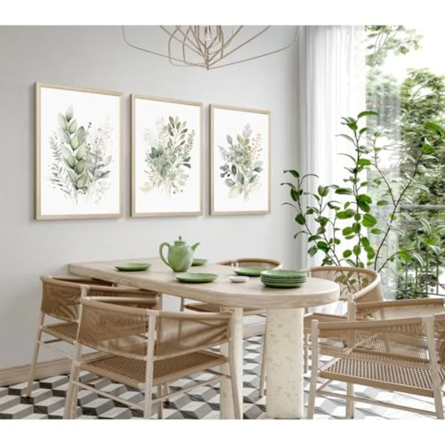 Boho Floral Triptych Canvas Prints For Living Room