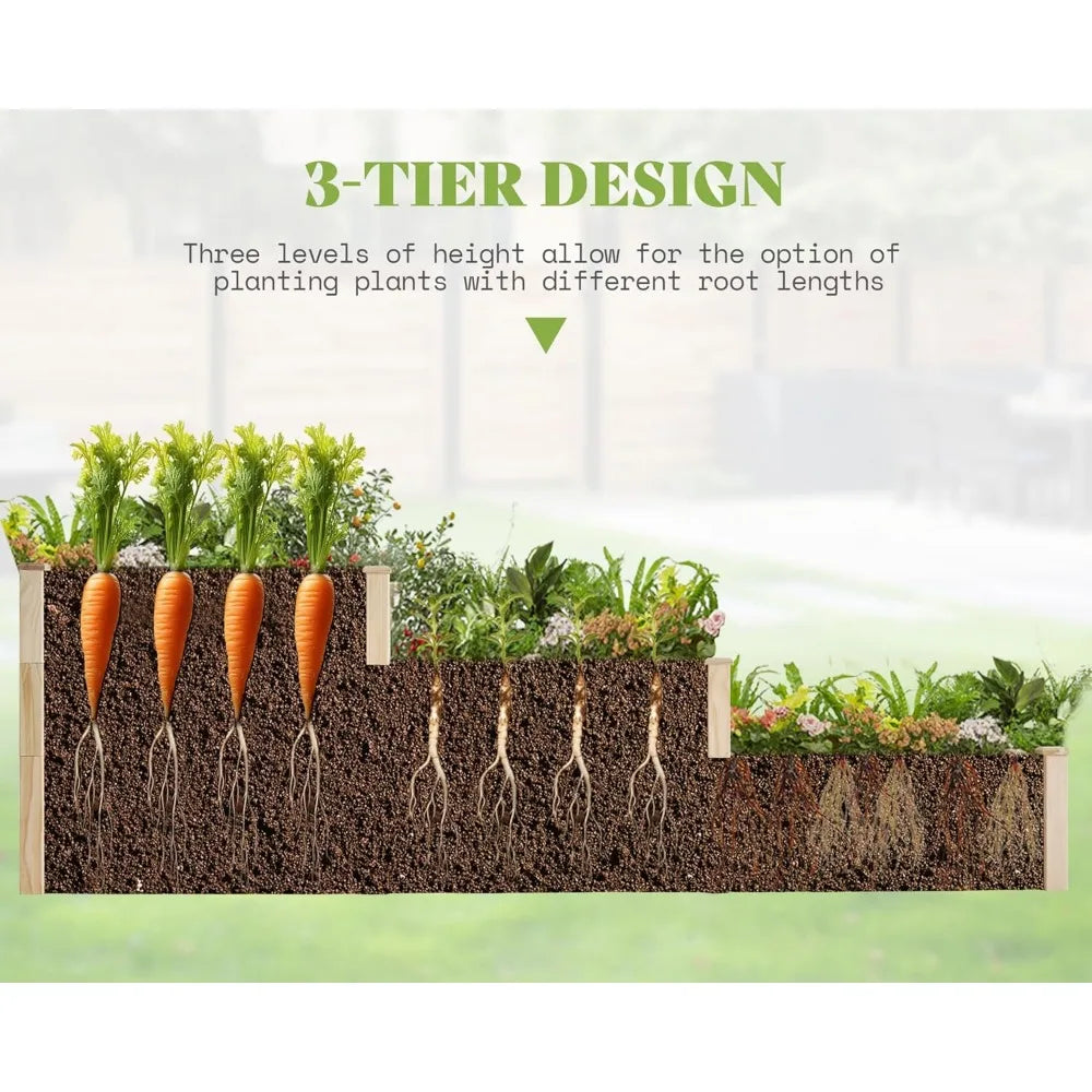 Amerlife 3-Tier Raised Garden Bed Outdoor Planter Box with Cedar Legs