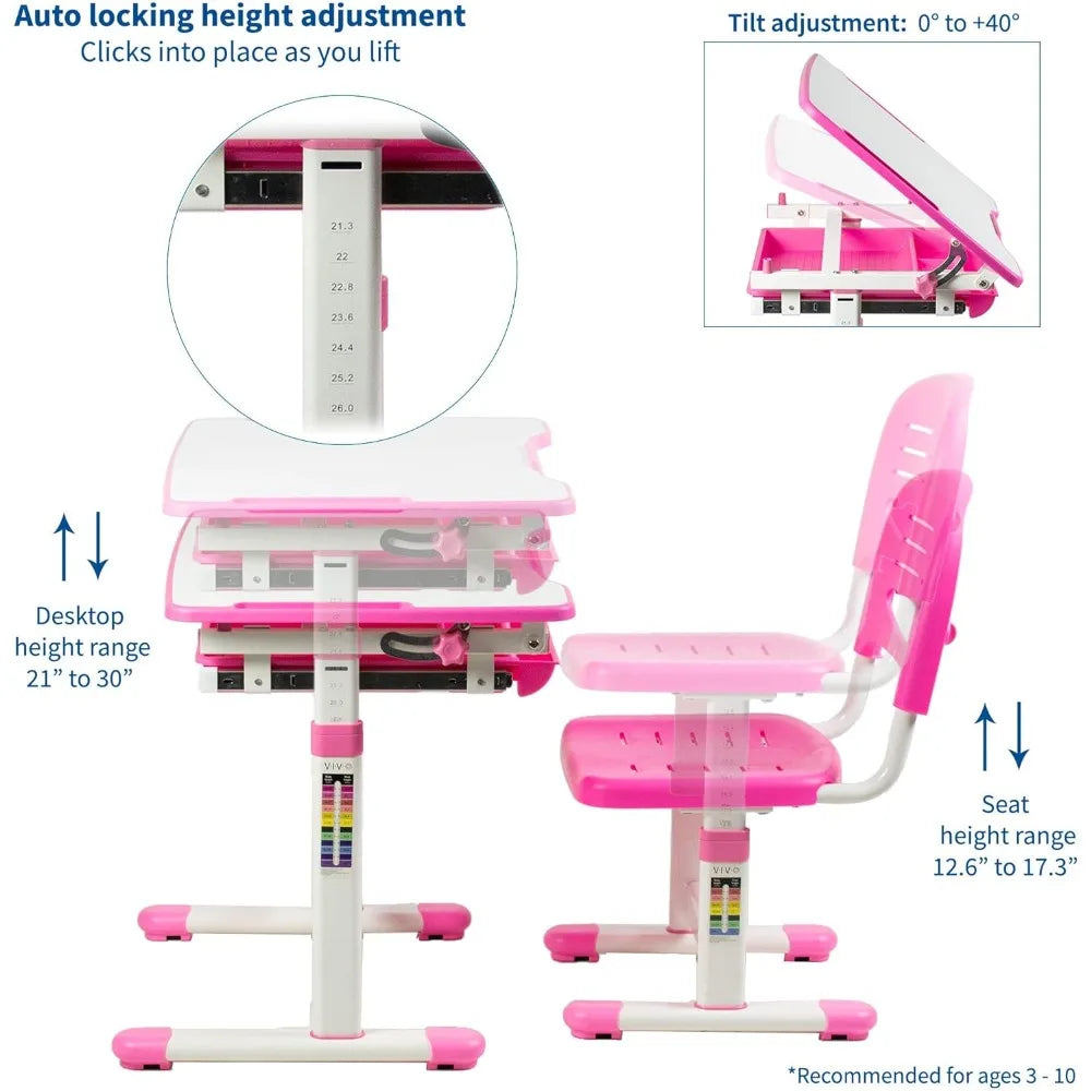 Adjustable Children Desk And Chair Learning Workstation