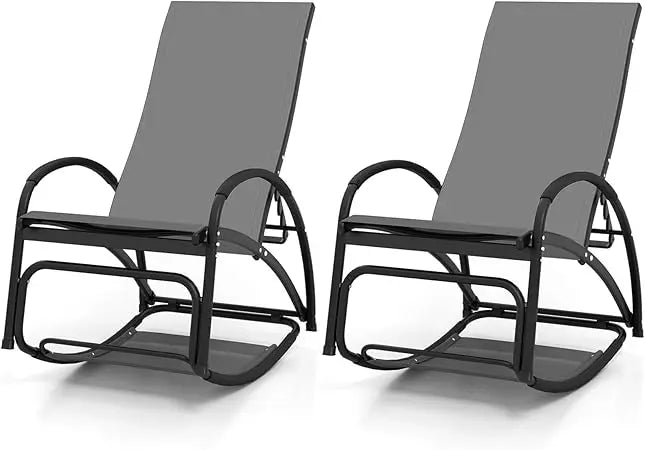 MKDK Convertible Outdoor Rocking Lounge Chair With Armrests