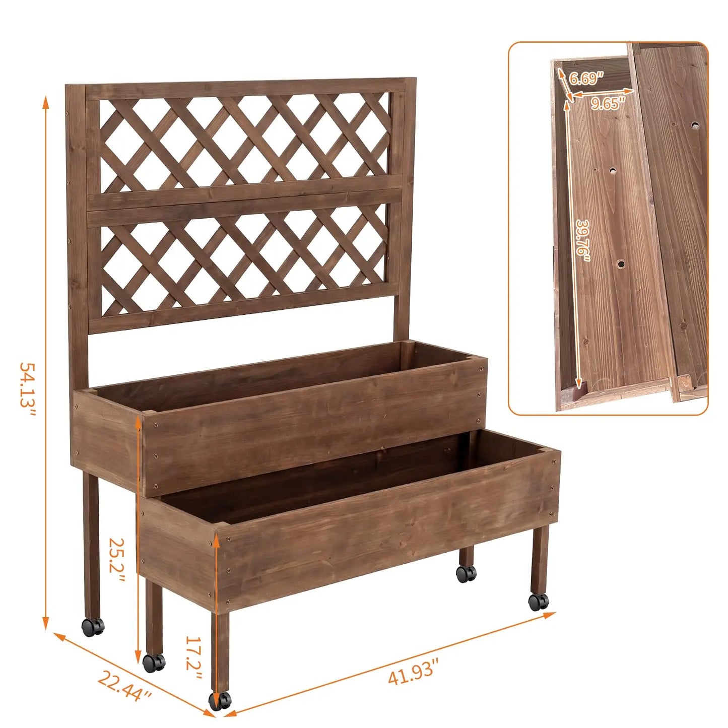 HiMISS Wooden Raised Garden Bed With Trellis And Legs