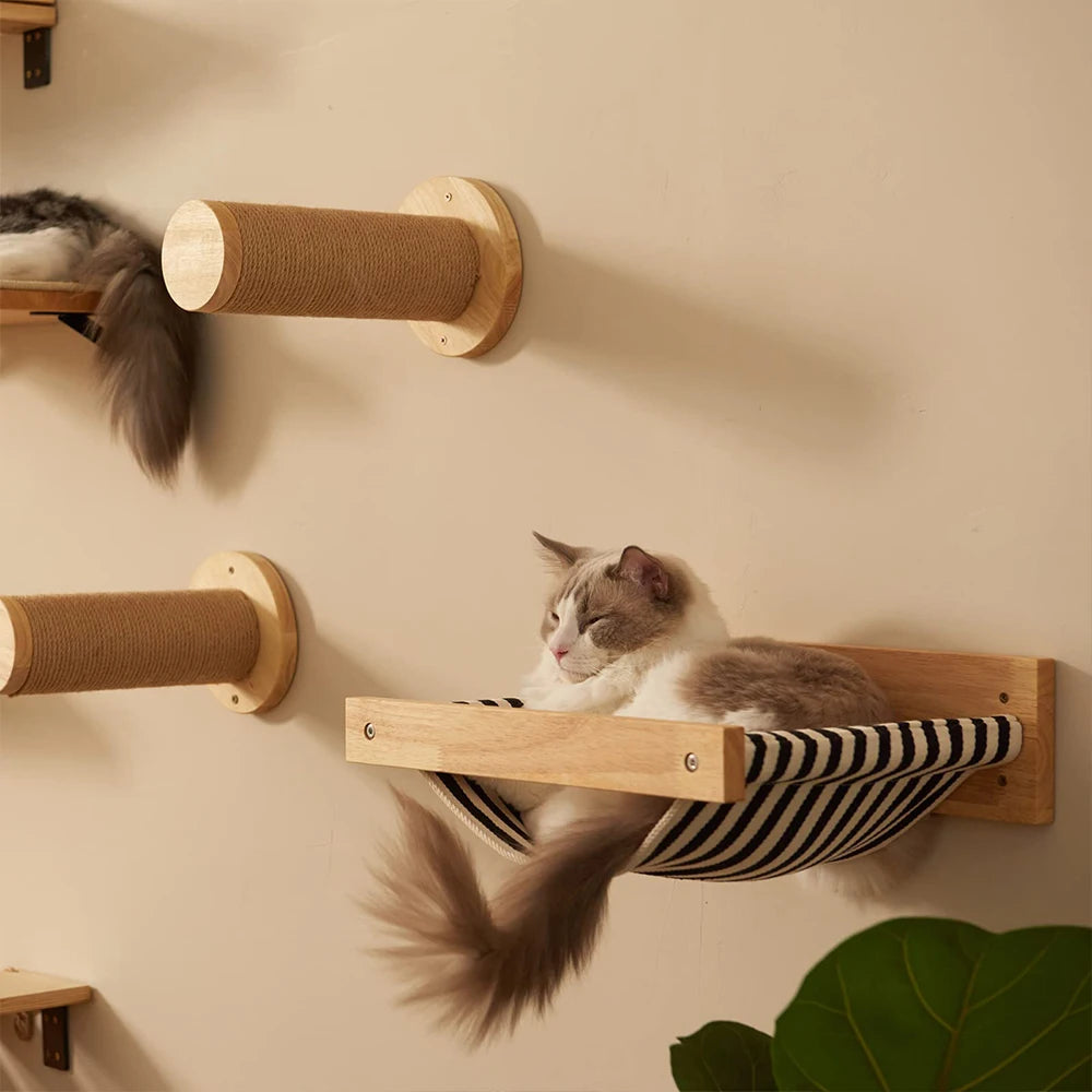 PETRAVELCN Cat Hammock Wall Mounted Three Tier Scratching Posts
