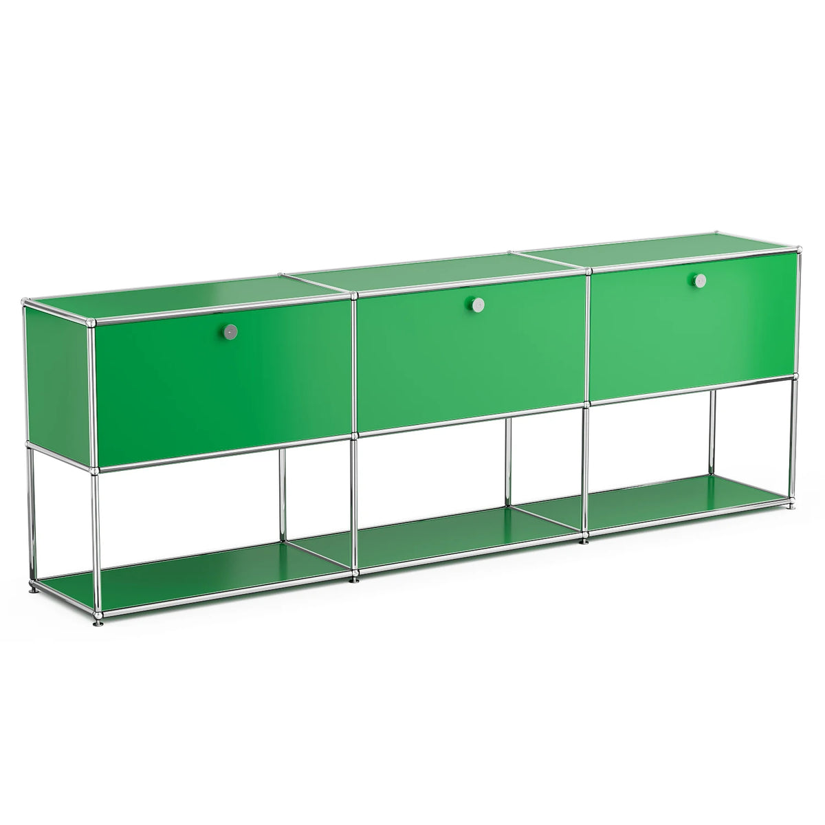 Modern Modular Sideboard Storage Cabinet Chrome Metal Frame Unit