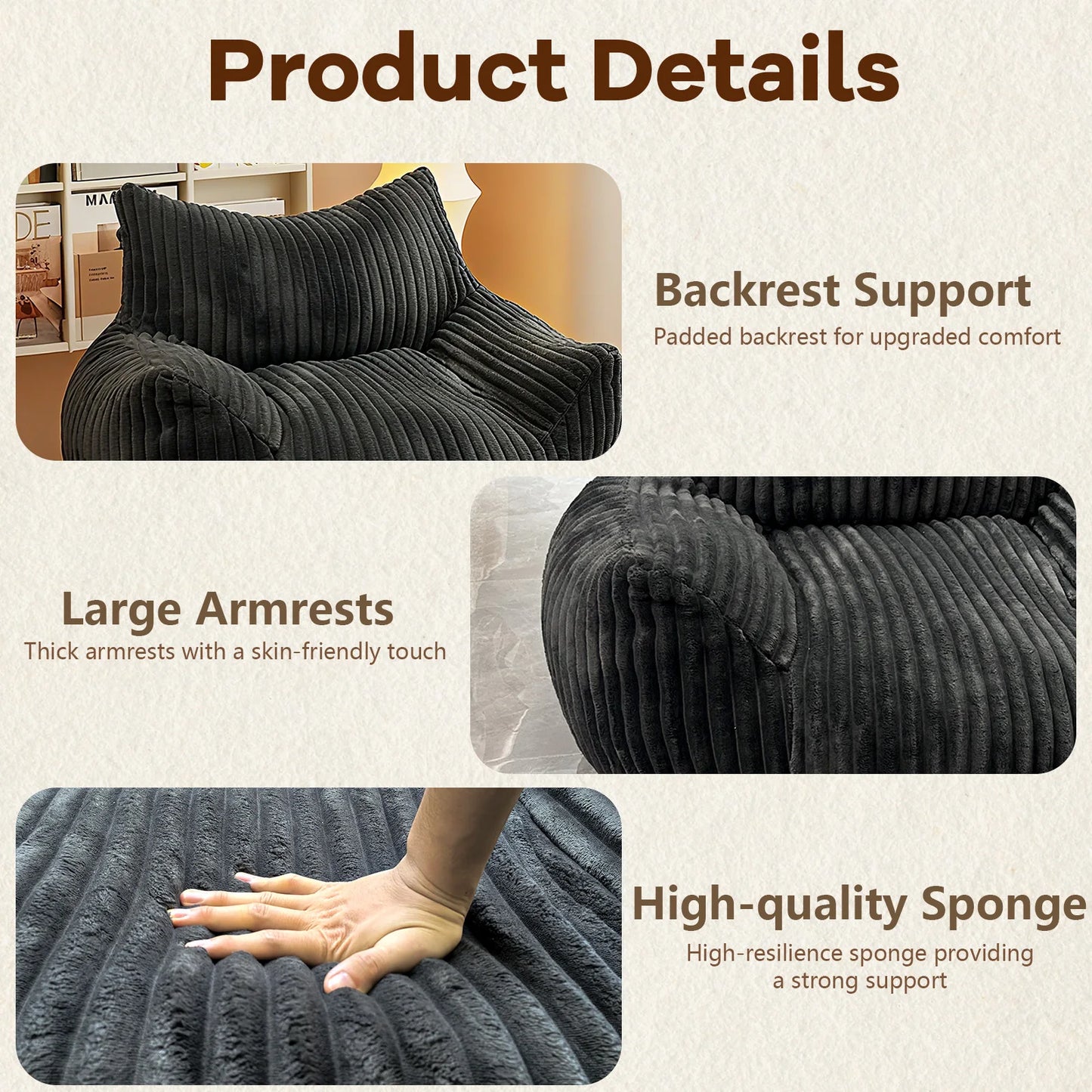 Reading Chair Bean Bag Chairs for Adults Living Room Furniture