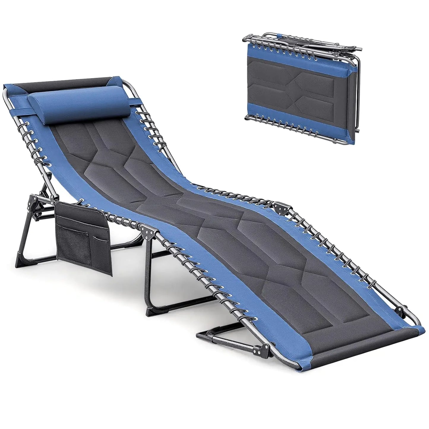 4 Fold Padded Portable Folding Outdoor Chaise Lounge Recliner