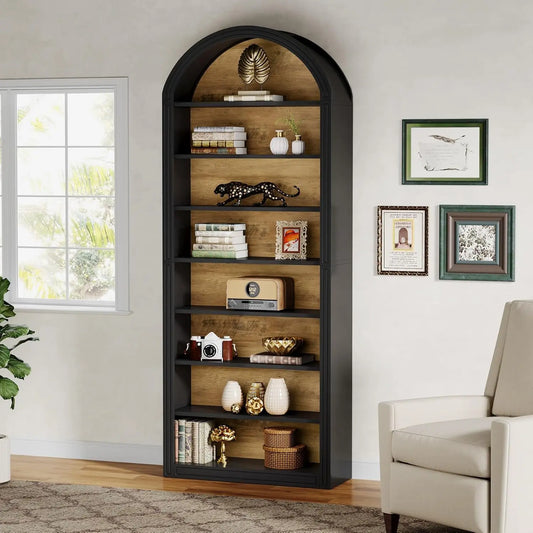 LITTLE TREE Modern Arched Bookcase With Storage Shelving