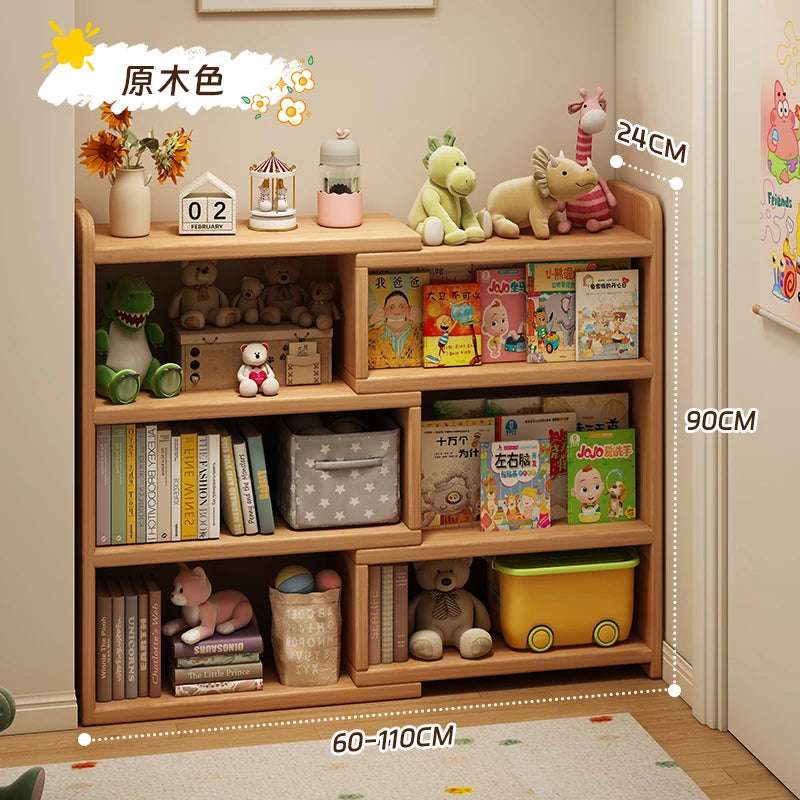 Solid Wood Corner Bookshelf Wall Mounted Storage Cabinet